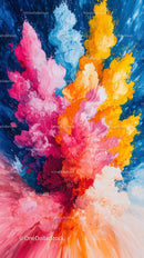 Vibrant Paint Explosion with Bright Pink and Orange Strokes