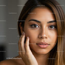 Close-up of Beautiful Woman with Brown Hair and Brown Eyes