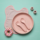 Minimalist baby feeding set with playful donut toy