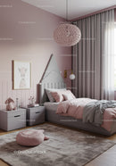 Cute Pink Nursery with Plush Rug and Child-Friendly Decor