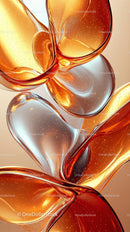 Elegant Glass Art with Swirling Orange and Silver Hues