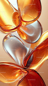 Elegant Glass Art with Swirling Orange and Silver Hues