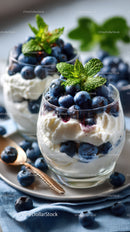 Refreshing Blueberry Yogurt Parfait with Mint Garnish