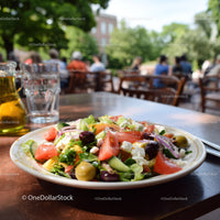 Fresh Vegetable Salad with Tomatoes Cucumbers and Feta Cheese