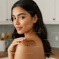 Woman Enjoying Chocolate Coffee Grounds Exfoliation for Healthy Skin