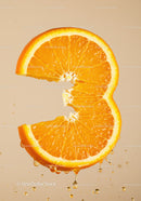 Fresh juicy orange slice with dripping juice closeup