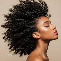 Profile of woman with voluminous natural curly hair