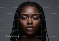 Close-up of a Young Woman with Braided Hair and Elegant Makeup