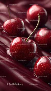 Fresh Juicy Cherries on Dark Background for Food Photography