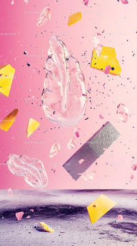Abstract Confetti and Ice Cubes in Vibrant Celebration Scene