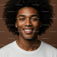 Portrait of Smiling African American Woman with Curly Hair