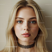 Close-Up of Young Woman with Blue Eyes and Blonde Hair