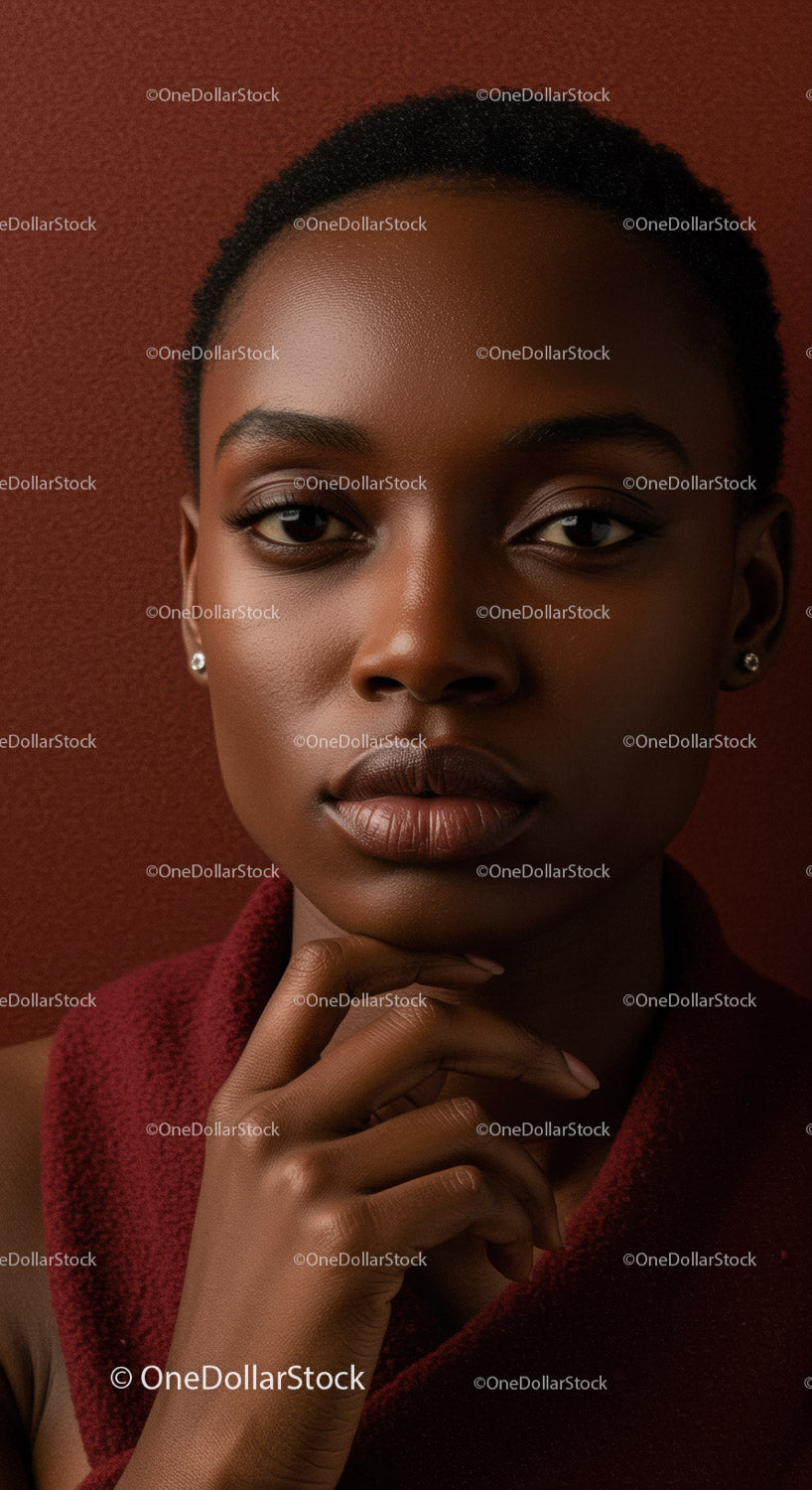 Elegant Portrait of African Woman with Natural Beauty and Short Curly Hair