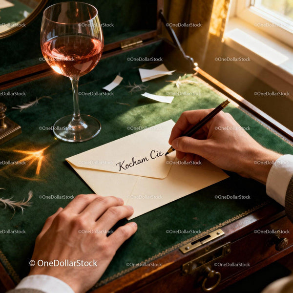 Writing a Romantic Love Letter on Vintage Desk