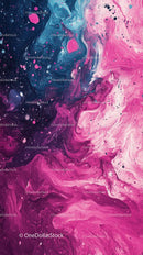 Vibrant Pink and Blue Swirling Abstract Paint Art