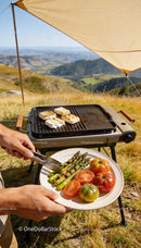 Grilling Fresh Asparagus and Tomatoes in Mountain Setting