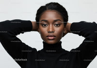 Close-up of a Confident African Woman in Black Turtleneck
