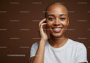Smiling Woman with Freckles and Fresh Skin Portrait