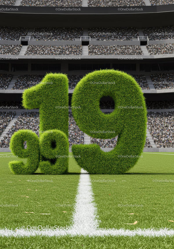 Green Grass Numbers 19 and 91 on Soccer Field