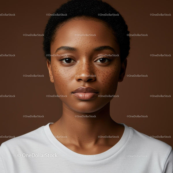 Close-up Portrait of an African Woman with Freckles and Natural Beauty