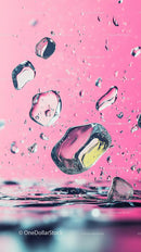 Close-up of Melting Ice Cubes and Water Droplets Splashing