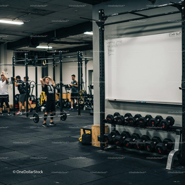 Group workout session in modern gym training area JPG Mockup Image