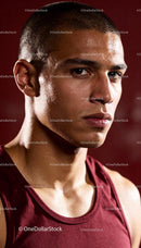 Determined Athlete with Sweat After Intense Workout