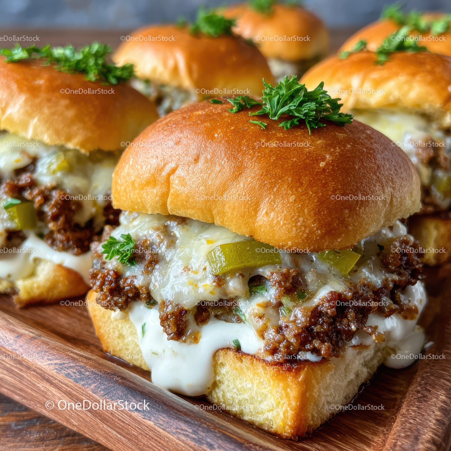 Juicy Cheeseburgers with Melted Cheese and Fresh Parsley