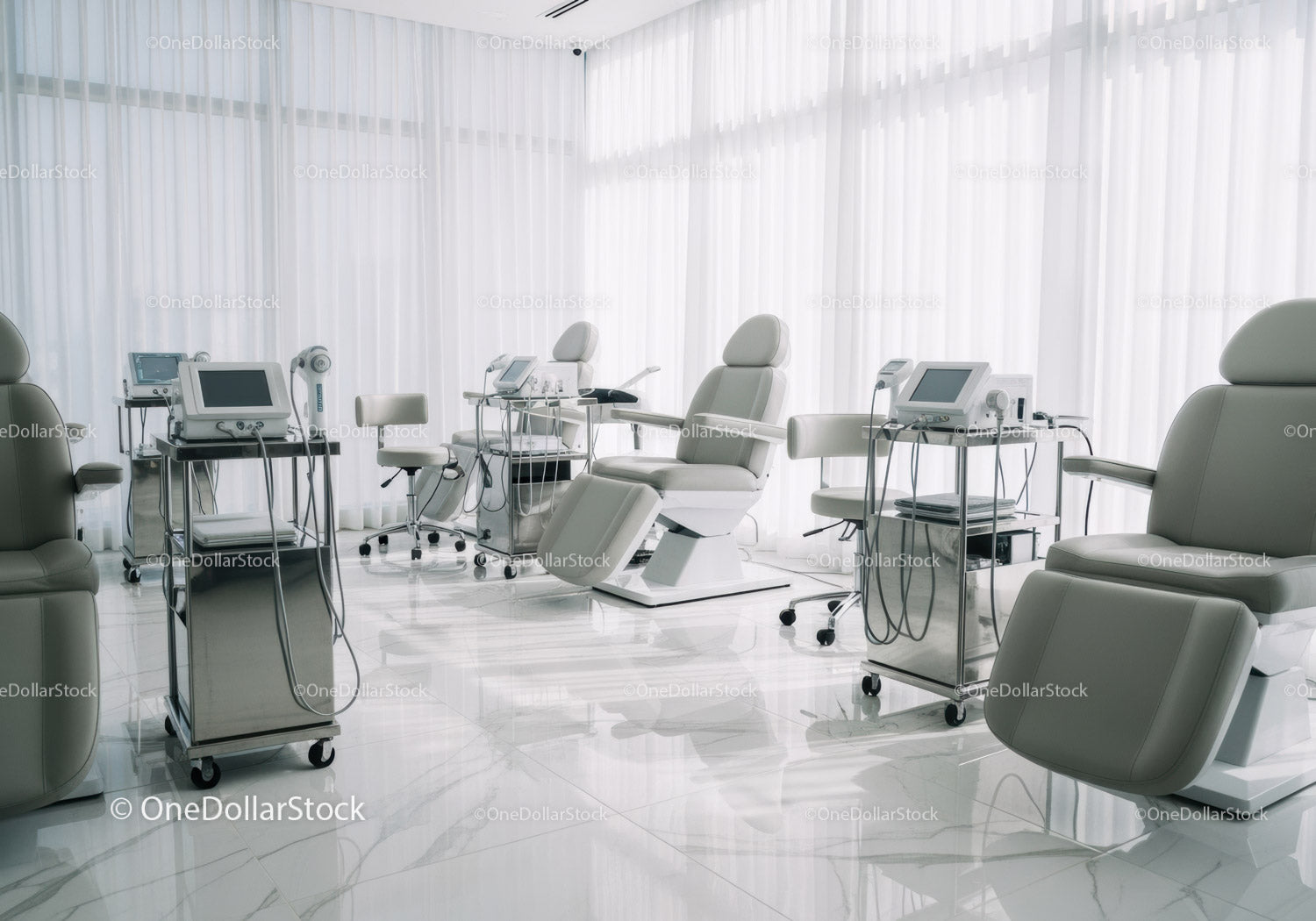 Modern Hospital Room with Medical Chairs and Equipment for Healthcare