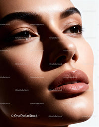 Closeup of woman’s flawless skin under natural light