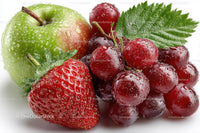 Fresh Ripe Strawberries Apple and Cherries Berries Close-Up