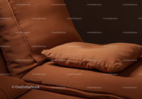 Brown Fabric Couch with Cushions in Cozy Living Room Setting