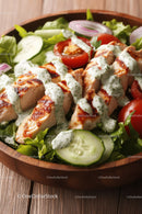 Grilled Chicken Salad with Tomatoes, Cucumbers and Herb Dressing