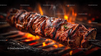 Colorful Grilled Meat and Vegetable Skewers on Barbecue Grill