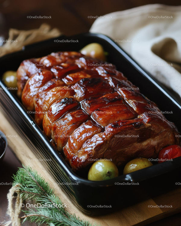 Soczyste plastry pieczonej wieprzowiny z aromatyczną glazurą