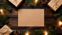 Blank Kraft Paper Card with Christmas Gift Decorations JPG Mockup Image preview