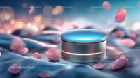 Glass Container with Floating Rose Petals in Tranquil Setting