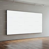 Empty large modern white canvas in gallery space