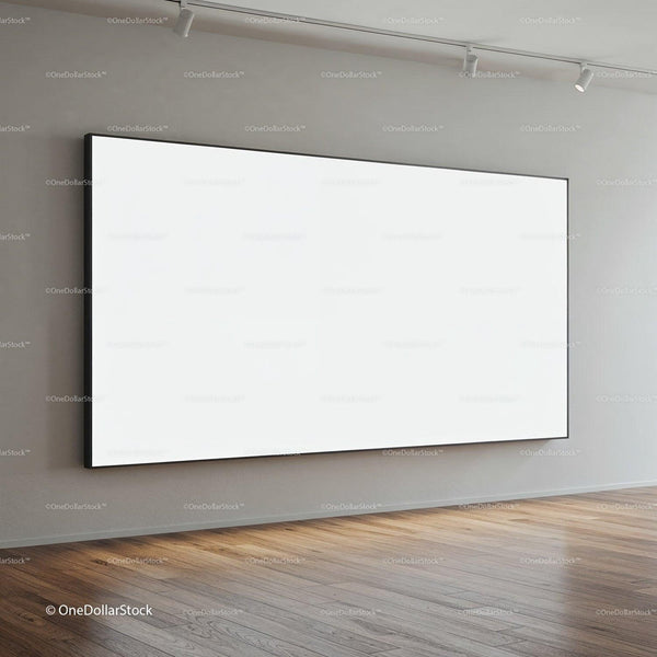 Empty large modern white canvas in gallery space JPG Mockup Image