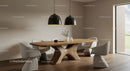 Contemporary Dining Room with Wooden Table and Pendant Lights