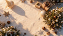 Festive Christmas decorations and gift boxes in snow