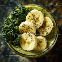 Green Smoothie with Banana Slices and Chia Seeds for Wellness