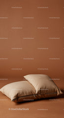 Beige Pillow Cushions on Soft Bed in Minimalist Bedroom