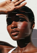Close-Up Portrait of a Beautiful Woman with Radiant Skin