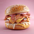 Gourmet Cheeseburger with Bacon and Melting Cheese on Soft Bun