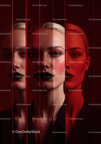 Futuristic Female Portrait with Red Lighting and Dark Makeup 36 JPG Files digital asset preview