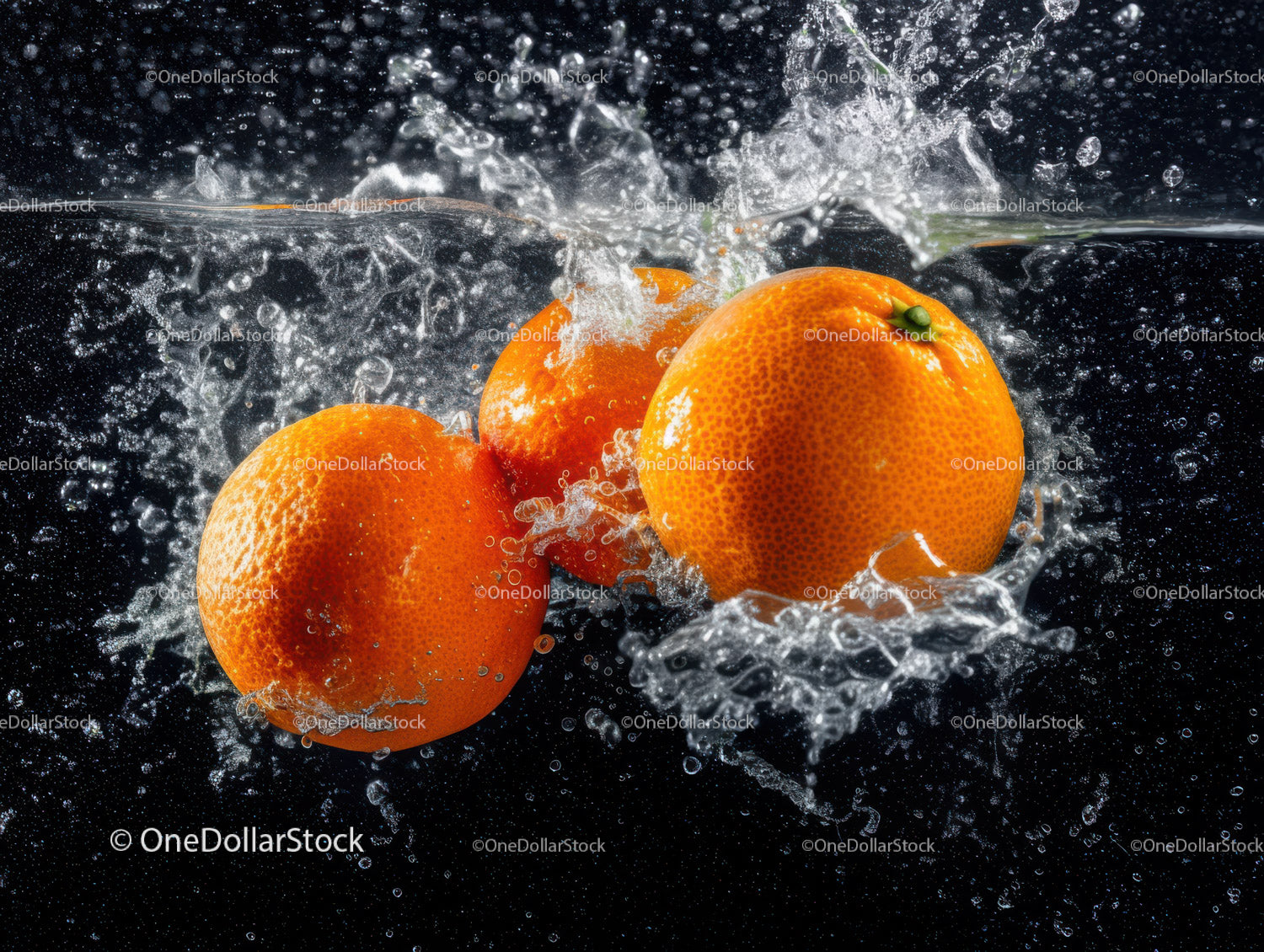Fresh Oranges Splashing into Water in a Vibrant and Refreshing Scene
