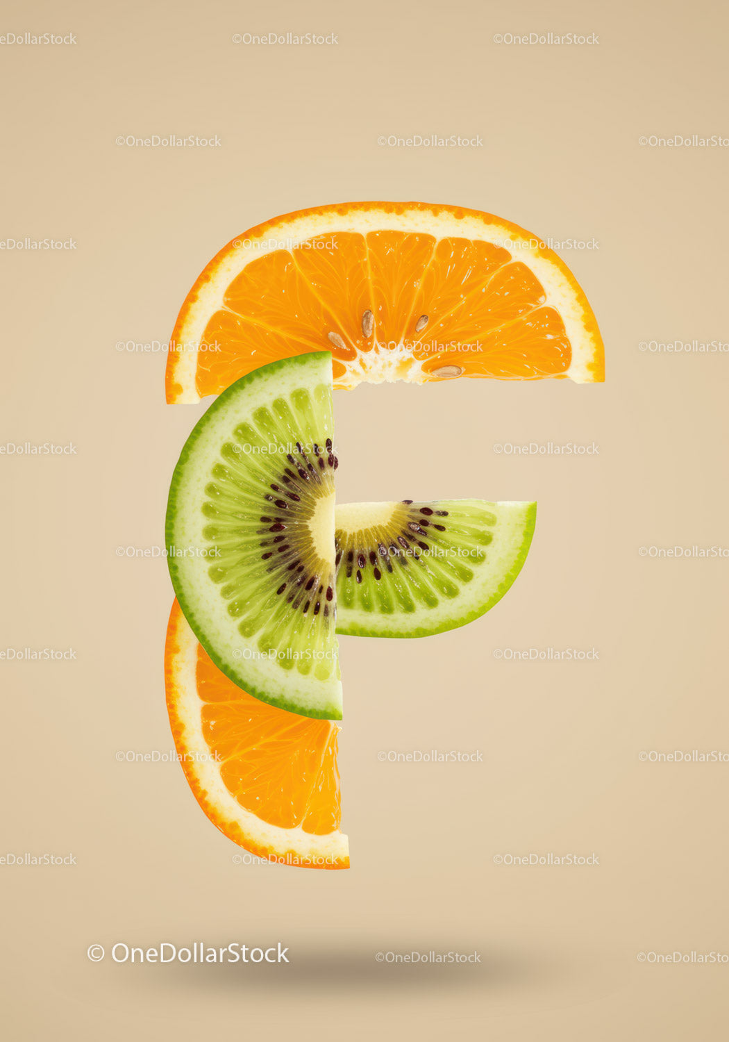 Creative composition of orange and kiwi fruit slices