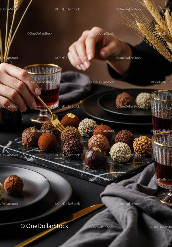 Elegant Chocolate Truffles and Gourmet Sweets for Luxury Dining