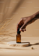 Elegant Amber Glass Dropper Bottle for Essential Oils Skincare